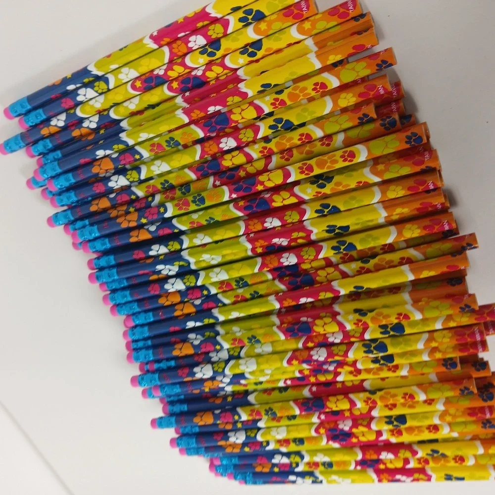 Fun Colorul Paw Print Pencils Set of 109 School Pencils Unsharpened JSSCO